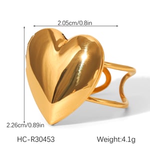 1 Stück Simple Series Daily Heart Statement-Ringe aus Edelstahl in Goldfarbe h5 Bild2