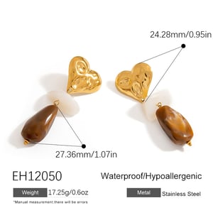 1 Pair Retro Heart Resin Drop Earrings h5 