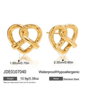 1 Pair Cute Pretzel Stainless Steel Gold Color Women's Stud Earrings h5 Picture2