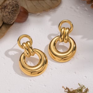 1 Pair Stainless Steel Gold Color Stud Earrings h5 Picture4