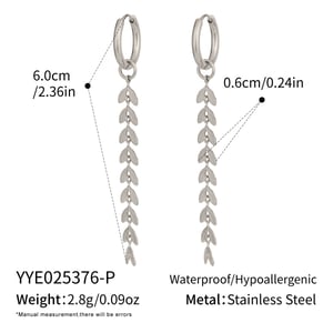 1 Pair Casual Tassel Leaf Stainless Steel Gold Color Dangle Earrings h5