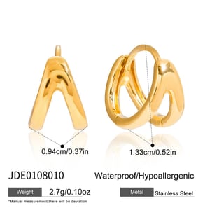 1 Pair Minimalist Gold&Silver Colors Stainless Steel Women's Hoop Earrings h5