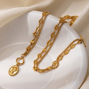 1 Piece Stainless Steel Gold Color Layered Necklace h5 Picture2