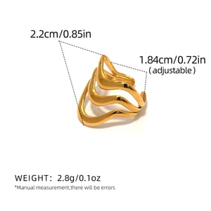 1 Piece Simple  Retro Irregular Shape Stainless Steel  Gold Color Women's Statement Rings h5 Picture2