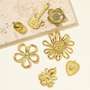 1 Piece Gorgeous Flower Stainless Steel Gold Color Women's Pendants h5 Picture3
