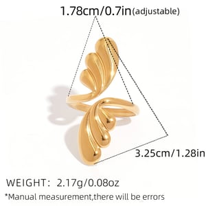 1 Piece Designable Irregular Shape Stainless Steel Gold Color Statement Rings h5 Picture2