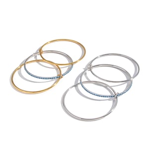 1 Piece Hip-Pop Circle Stainless Steel Gold Color Bangles h5 Picture6