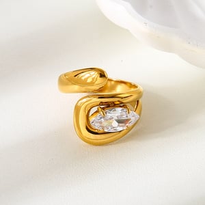 1 Piece Luxurious  Elegant Irregular Shape Stainless Steel   Zircon Statement Rings h5 Picture3