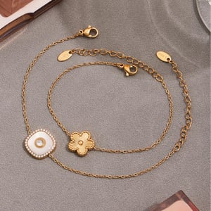 Simple Flower Stainless Steel Gold Color Women's Jewelry Sets h5 Picture7
