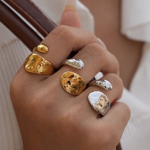 Bague simple et irrégulière en acier inoxydable couleur or pour femme h5 Image7