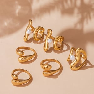1 Piece Classic Irregular Shape Stainless Steel Gold Color Statement Rings h5 Picture2