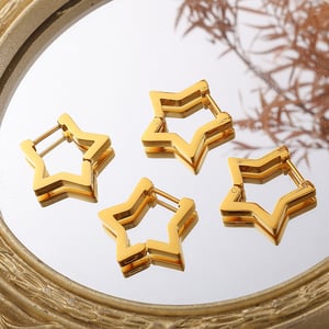 1 Paar Creolen aus Edelstahl in Sternform, goldfarben h5 Bild2