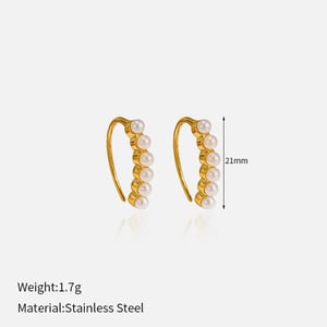 1 Pair Irregular Shape Stainless Steel Pearl Gold Color Stud Earrings h5