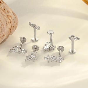1 Piece Elegant Flower Copper Gold Color Zircon Women's Piercing Earrings h5 Picture5