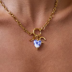1 Piece Exquisite Heart Sun Stainless Steel Gold Color Pearl Women's Pendant Necklaces h5 Picture5