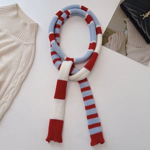 1 Piece Color-blocking Striped Knitted Scarf h5