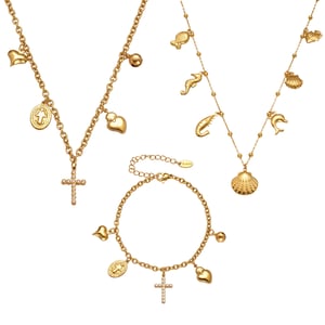 Lustrous Cross Stainless Steel Gold Color Women's Jewelry Sets h5 Picture6