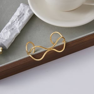 1 Piece Daily Curve Stainless Steel Gold Color Women's Cuff Bracelets h5 Picture6