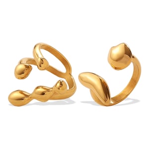 1 Piece Irregular Shape Stainless Steel Gold Color Statement Ring h5 Picture5