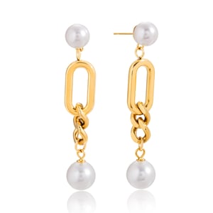 1 Pair Glamorous Circle Stainless Steel Gold Color Women's Drop Earrings h5