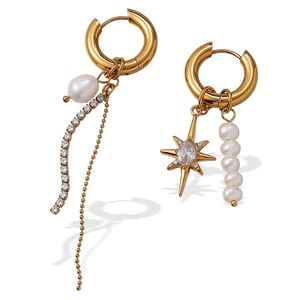 1 Pair Tassel Stainless Steel Gold Color Pearl Dangle Earrings h5 Picture5