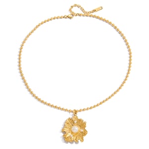 1 Piece Sweet Flower Stainless Steel Gold Color Women's Pendant Necklaces h5