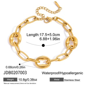1 Piece Classic Circle Stainless Steel Gold Color Women's Chain Bracelets h5 Picture2