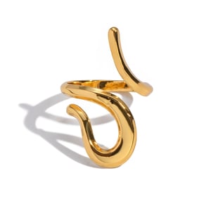 1 Piece Irregular Line Shape Stainless Steel Gold Color Minimalist Ring h5 Picture6