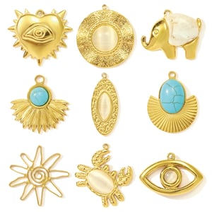 1 Piece Elegant Circle Stainless Steel Gold Color Natural Stone Women's Pendants h5 Picture5