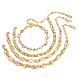 1 Piece Exquisite Chain Stainless Steel Gold Color Zircon Women's Chain Bracelets h5 Picture6