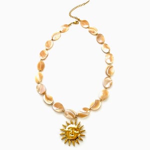 1 Piece Sun Gold Color Shells  Beaded Necklace h5