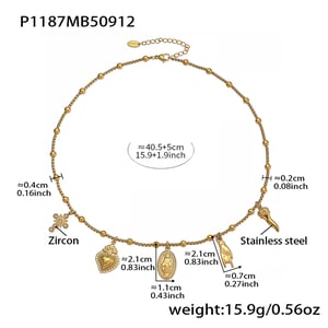 1 Piece Retro Jesus Stainless Steel Gold Color Women's Pendant Necklaces h5