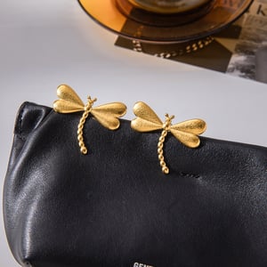 1 Pair Gorgeous Dragonfly Stainless Steel Gold Color Women's Stud Earrings h5 Picture5