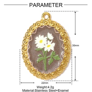 1 Piece Elegant Flower Oval Stainless Steel Gold Color Women's Pendants h5 Picture2