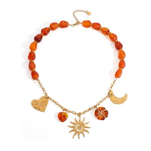 1 Piece Ethnic  DIY Flower Heart Sun Stainless Steel Women's Beaded Necklaces h5 Picture5