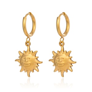 1 Pair Sun Smiling Face Stainless Steel  Gold Color  Drop Earrings h5 Picture6