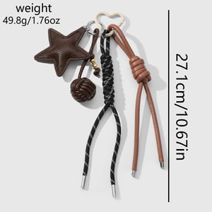 1 Stück Leder-Taschenanhänger mit gewebtem Stern und Ball h5 Bild2