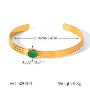 1 Piece Retro Stainless Steel Gold Color Natural Stone Cuff Bracelet h5 Picture2