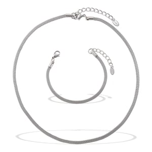 Schlichtes, einfarbiges Halsketten-Set aus Edelstahl h5 Bild5