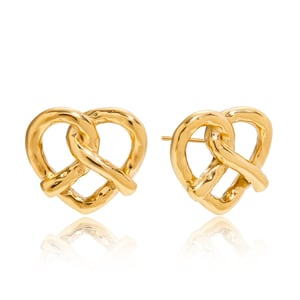 1 Pair Cute Pretzel Stainless Steel Gold Color Women's Stud Earrings h5