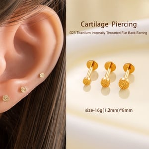 1 Piece Simple Circle Titanium Alloy Gold Color Women's Piercing Earrings h5 Picture5