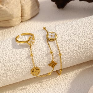 1 Piece Classic Flower Stainless Steel Gold Color Chain Bracelet h5 Picture2