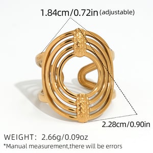 1 Piece  Casual Circle Stainless Steel   Gold Color  Women's Statement Rings h5 Picture2