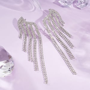 1 Pair Festive Series Irregular Shape Tassel Copper Clip-on Earrings h5 Picture3
