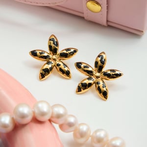1 Pair Sexy Flower Leopard Print Stainless Steel Gold Color Women's Stud Earrings h5 Picture6