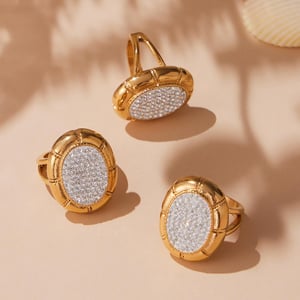 1 Piece Lustrous Clover Stainless Steel Gold Color Statement Rings h5 Picture6