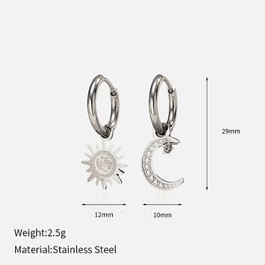 1 Pair Moon Stainless Steel Gold Color Drop Earrings h5