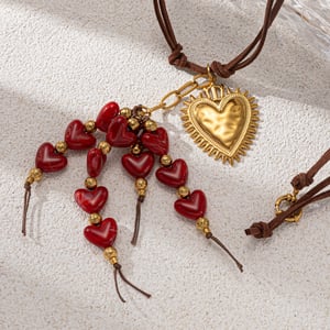 1 Piece Heart Acrylic Gold Color Long Necklace h5 Picture3