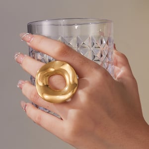 1 Piece Exaggerated Irregular Circle Stainless Steel Gold Color Statement Rings h5 Picture4