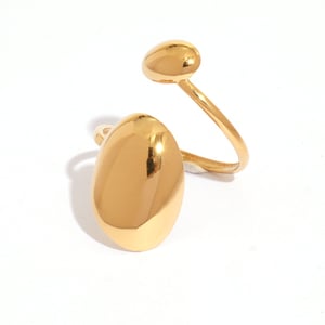 1 Piece Modern Series Oval Stainless Steel Gold Color Statement Rings h5